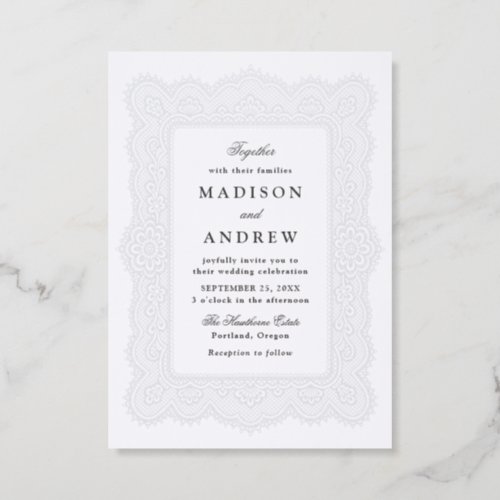 Romantic Vintage Lace Wedding Letterpress Invitation