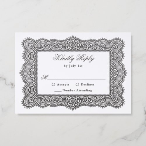 Romantic Vintage Lace Wedding Letterpress RSVP Cards