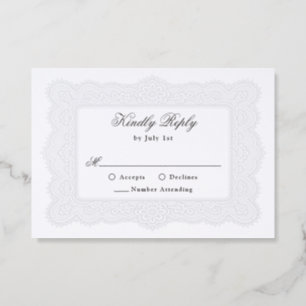 Romantic Vintage Lace Wedding Letterpress RSVP Cards