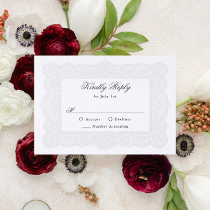 Romantic Vintage Lace Wedding Letterpress RSVP Cards