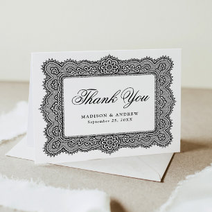 Romantic Vintage Lace Wedding Letterpress Thank You Card