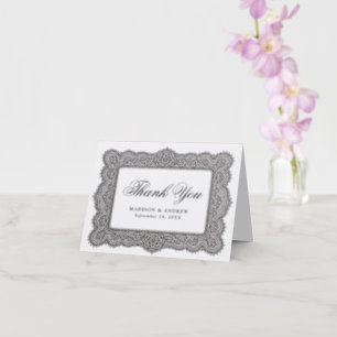 Romantic Vintage Lace Wedding Letterpress Thank You Card