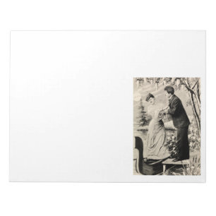 Romantic vintage lovers on a boat notepad