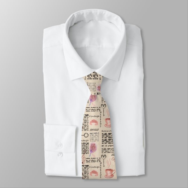 Romantic vintage newspaper neck tie (Tied)