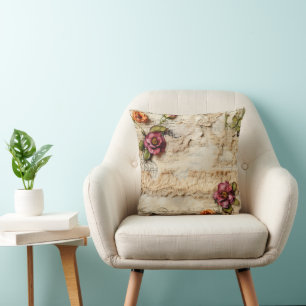 Romantic Vintage Parchment Letter Throw Pillow