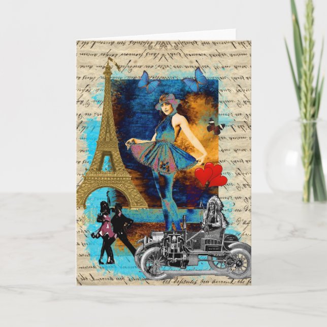 Romantic vintage Paris collage Card (Front)