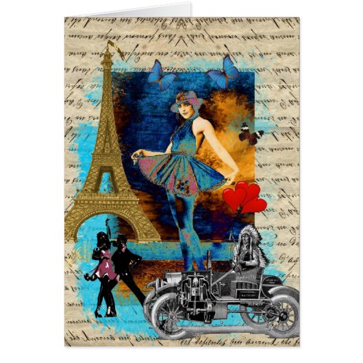 Romantic vintage Paris collage Cards (Front)