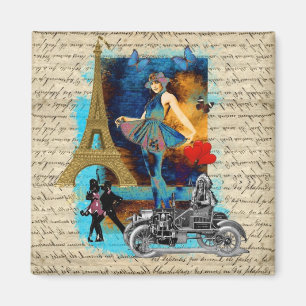 Romantic vintage Paris collage Magnet