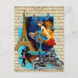 Romantic vintage Paris collage Postcard