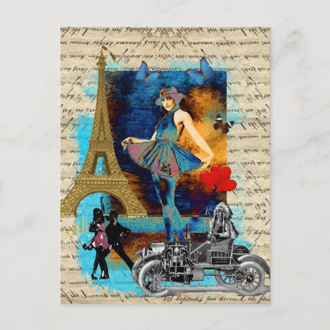 Romantic vintage Paris collage Postcard (Front)