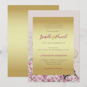 Romantic Vintage Paris France Eiffel Tower Wedding Invitation