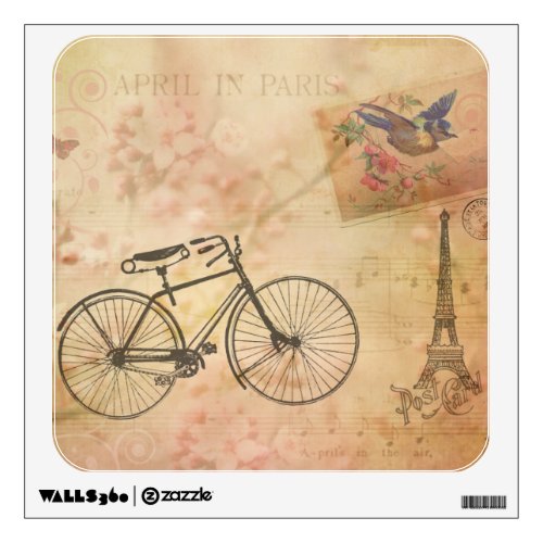 Romantic Vintage Paris in Spring Collage Wall Sticker