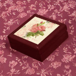 Romantic Vintage Peach Roses with Roses Text Gift Box<br><div class="desc">This romantic design is aimed at the rose lover. A beautiful bouquet of peachy pink roses is depicted on a watercolor background of peach roses, almost like antique writing paper or ephemera. The word Rose appears to the upper left and lower right in a soft, coordinating peachy pink, but you...</div>