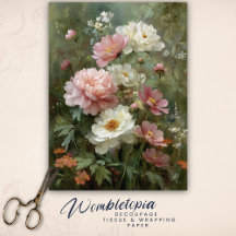 Romantic Vintage Peonies and Wildflowers Decoupage