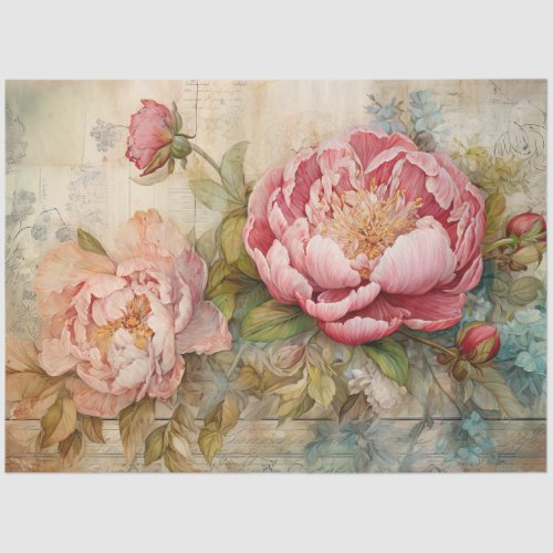 ROMANTIC VINTAGE PEONY DECOUPAGE TISSUE PAPER