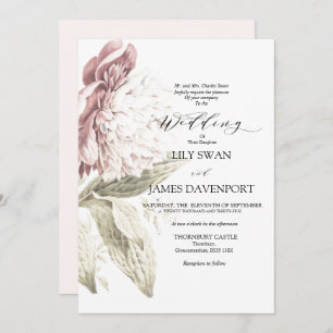 Romantic Vintage Peony Wedding Invitation