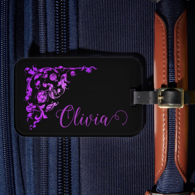 Romantic, Vintage Personalized Luggage Tag (Front Insitu 4)