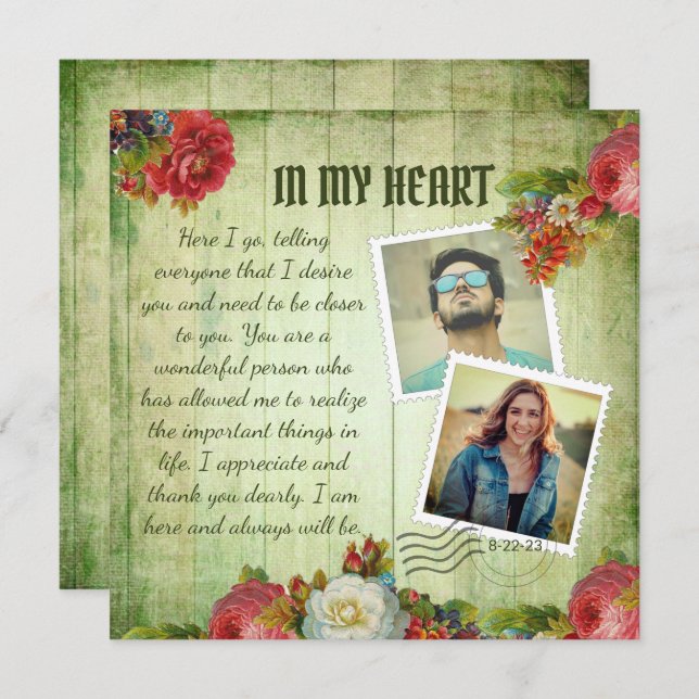 Romantic Vintage Photo Collage Love Message (Front/Back)