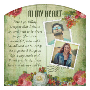 Romantic Vintage Photo Collage Love Message Door Sign