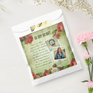 Romantic Vintage Photo Collage Love Message Favor Bag