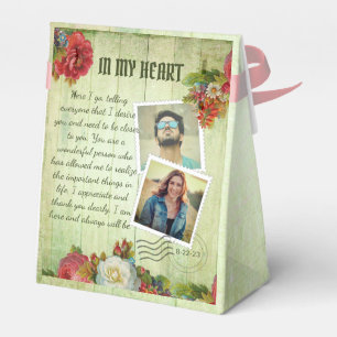 Romantic Vintage Photo Collage Love Message Favor Boxes