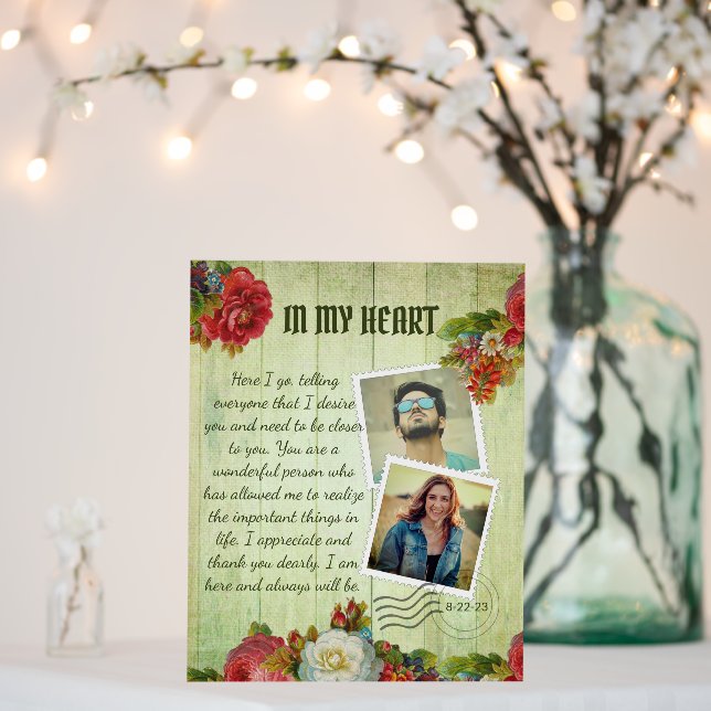 Romantic Vintage Photo Collage Love Message Foam Board (In Situ (Wedding))