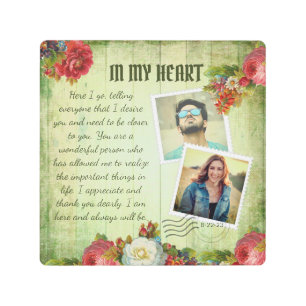 Romantic Vintage Photo Collage Love Message Metal Print