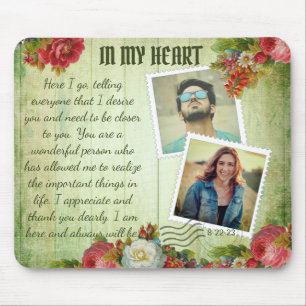 Romantic Vintage Photo Collage Love Message Mouse Pad