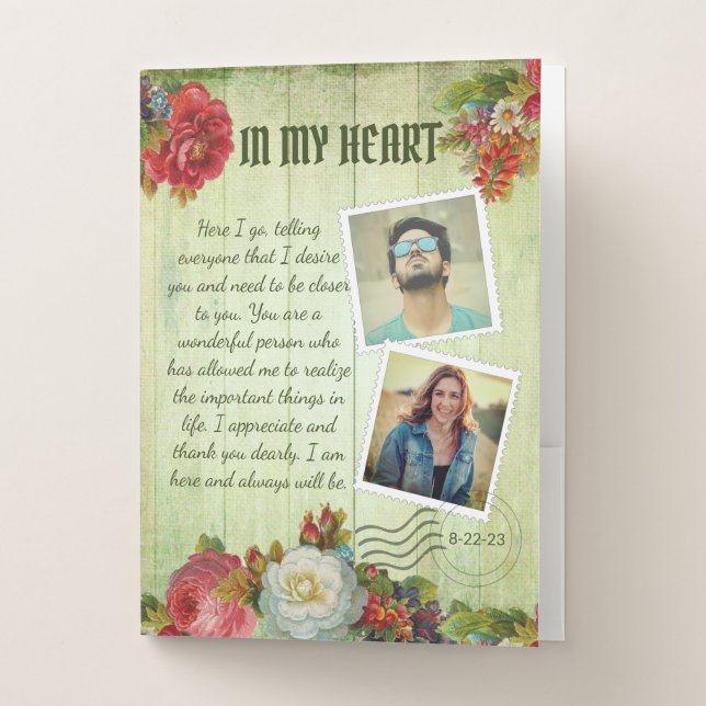 Romantic Vintage Photo Collage Love Message Pocket Folder (Front)