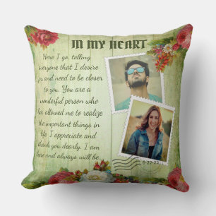 Romantic Vintage Photo Collage Love Message Throw Pillow