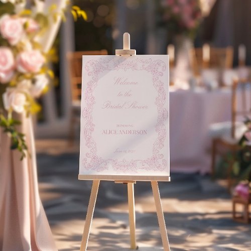 Romantic Vintage Pink Bridal Shower Welcome Sign