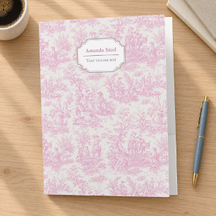 Romantic Vintage Pink French Toile Pastoral Scene Pocket Folder