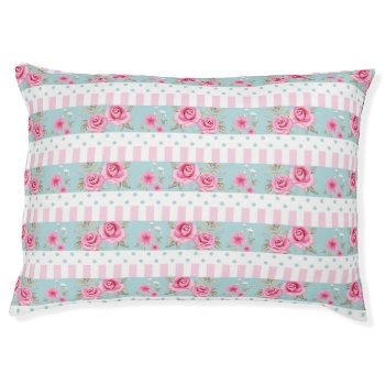 Romantic Vintage Pink & Mint Floral Roses Pattern Pet Bed by VintageDesignsShop at Zazzle