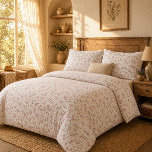 Romantic Vintage Pink Roses Soft Farmhouse Floral Duvet Cover