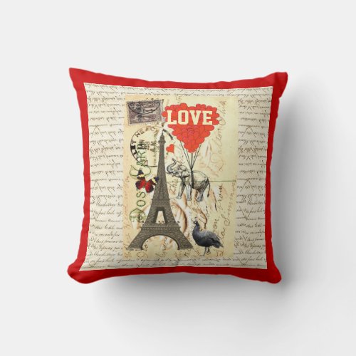 Romantic vintage postcard valentines throw pillow
