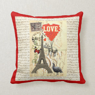 Romantic vintage postcard valentines throw pillow