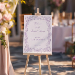 Romantic Vintage Purple Bridal Shower Welcome Sign