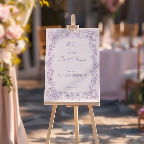 Romantic Vintage Purple Bridal Shower Welcome Sign