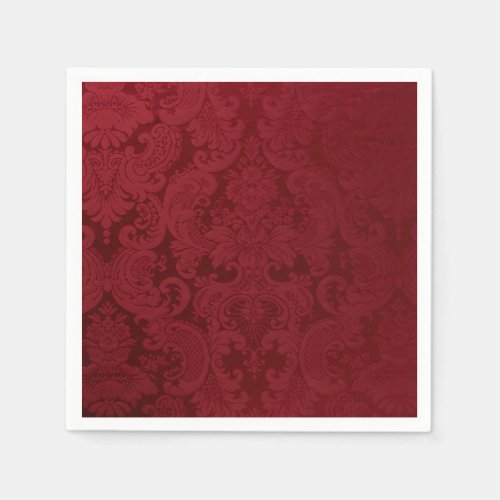 Romantic Vintage Red Damask Paper Napkins