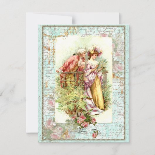 Romantic Vintage Regency Couple with Roses (Front)