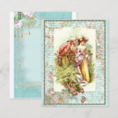 Romantic Vintage Regency Couple with Roses (Front/Back)