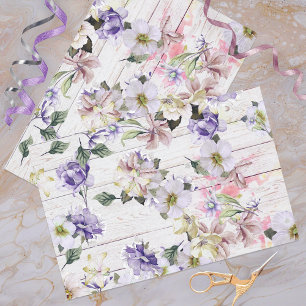Romantic Vintage Retro Flowers on Barn Wood Tissue Paper
