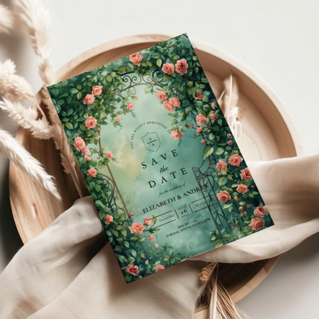 Romantic Vintage Rose Gate Wedding Save The Date (Creator Uploaded)