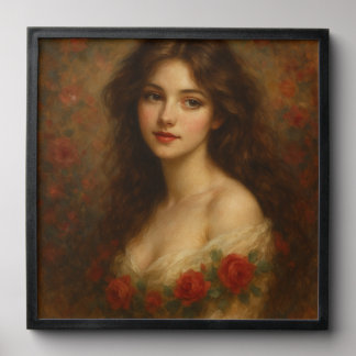 Romantic Vintage Rose Girl Portrait Painting Peel And Stick Photo Tile