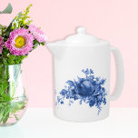 Romantic Vintage Rose In Blue Teapot<br><div class="desc">Romantic,  vintage rose in blue.  *Text template at right for your convenience.</div>