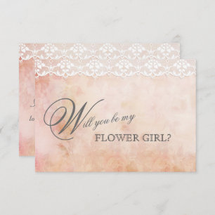 Romantic Vintage Rose Lace BE MY FLOWER GIRL Invitation