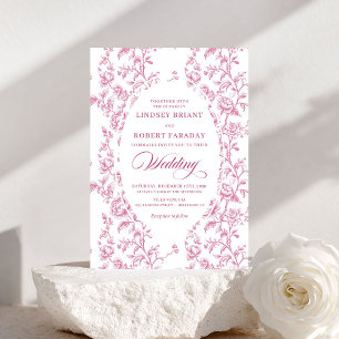 Romantic Vintage Rose Pattern Wedding Invitation