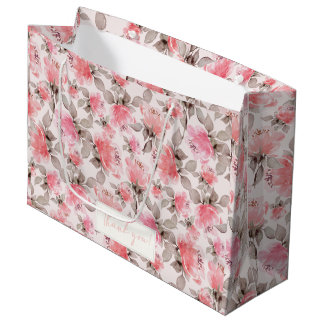 Romantic - vintage rose watercolor tissue paper large gift bag