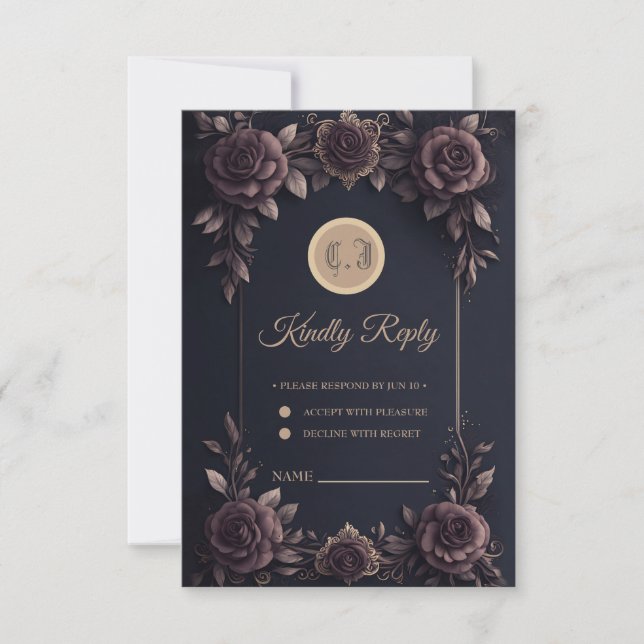 Romantic vintage roses. RSVP card (Front)