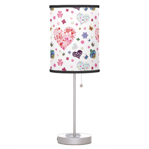 Romantic Vintage Spring Blush Pink Heart Flowers Table Lamp